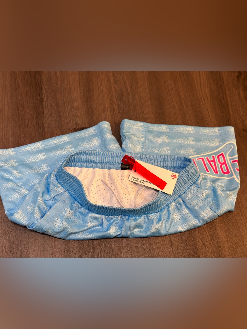 Baseball Lifestyle 101 Pennant Cotton Candy Blue Mesh Shorts Youth XL NWT - Picture 4 of 4